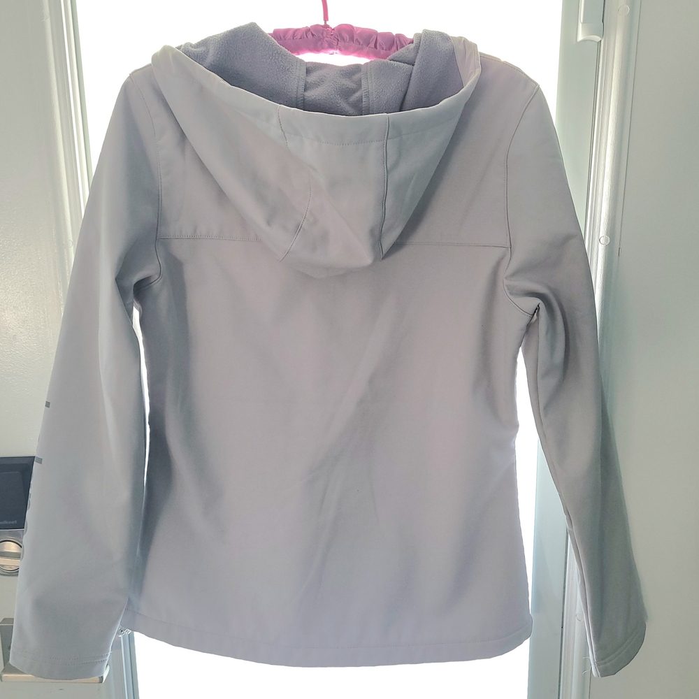 New Balance Women's Light Gray Hooded- Reflective- Jacket - Picture 2 of 3